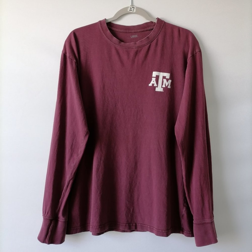 A&M Men's Burgundy College Tshirt Long Sleeve Size L
